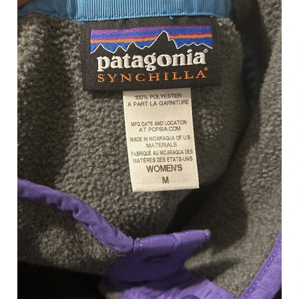 Patagonia Pullover Womens M Gray Purple Synchilla Snap-T Fleece - Picture 3 of 8